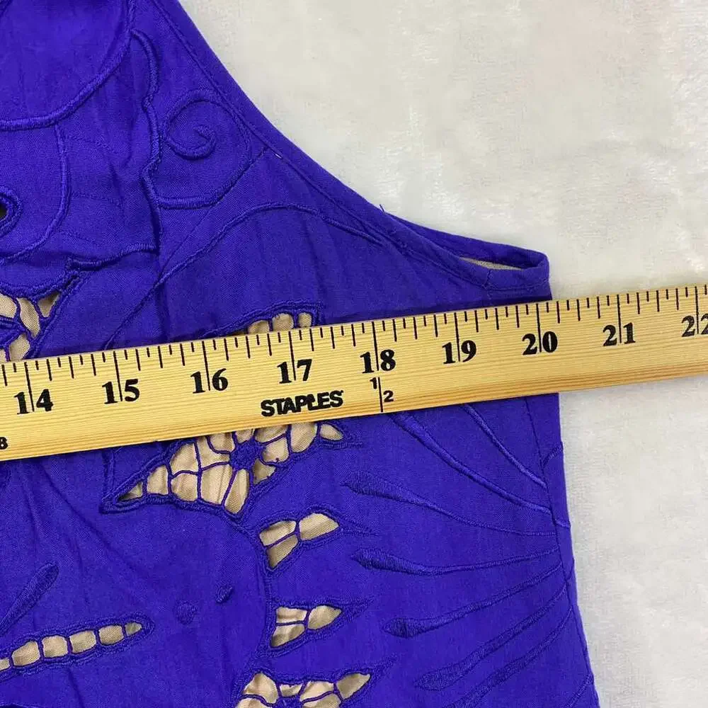 Free People Women's Purple Dress Dress embroidered and open back details Sz M